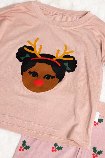 Black Girl Reindeer Christmas Pajama Set